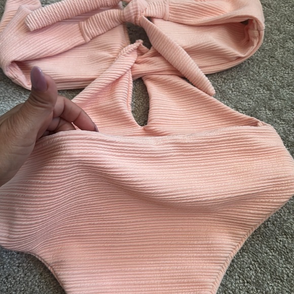 Pink Ribbed Swim Suit - Picture 6 of 7